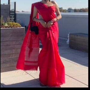 Brand new never worn Nalli pure silk Saree with zari thin border & zari pallu